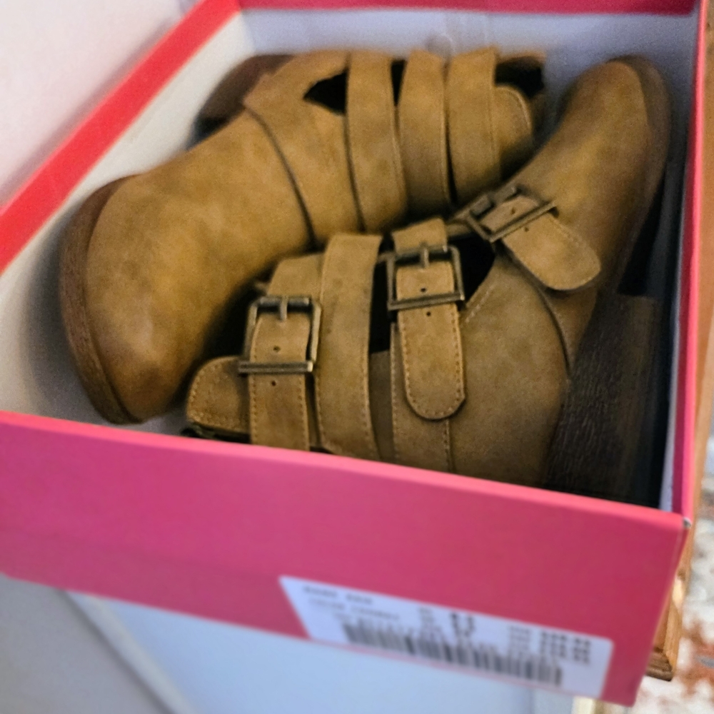 JustFab Cognac Ankle Boots